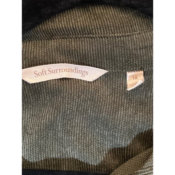 Soft surroundings size one X corduroy button up jacket large pockets dark green - Picture 5 of 6